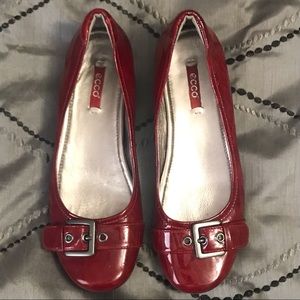 Ecco Red Patent Leather Flats